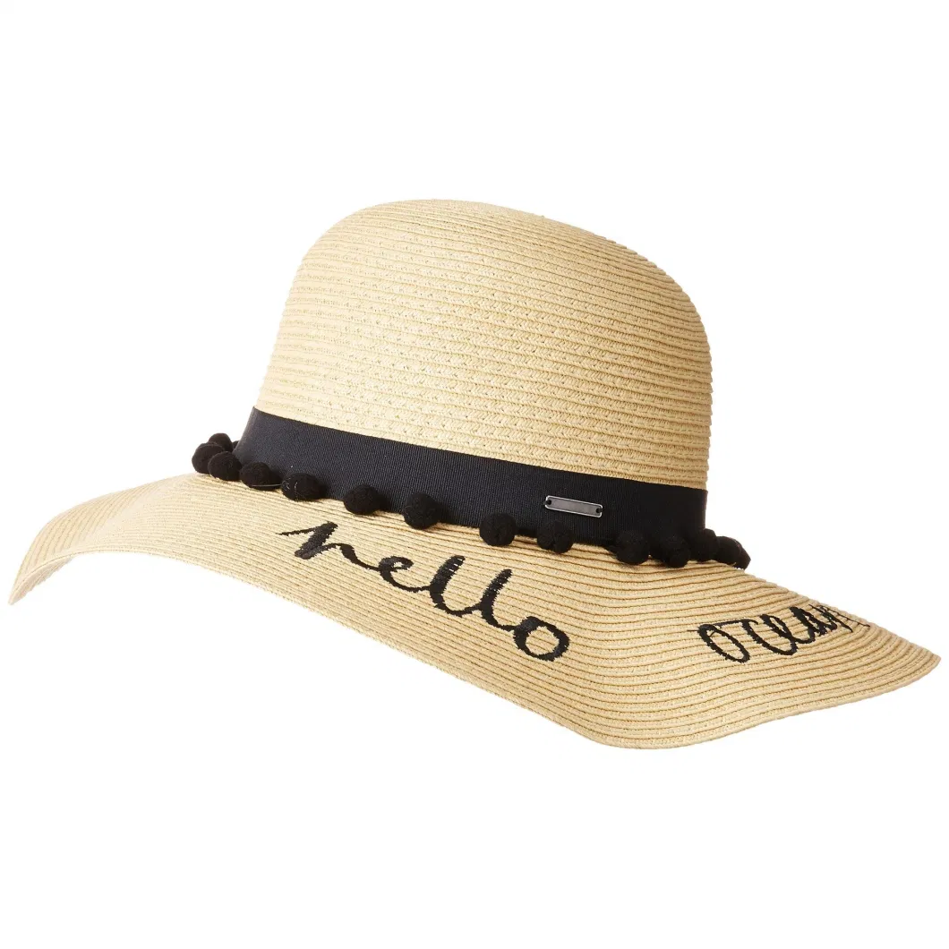 Fashion Fedora Paper Straw Women Summer Hat with Patterned Hatband